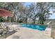 Lounge chairs by the pool with views of the river. The backyard has plenty of shade, providing a serene oasis at 741 Creekside Dr, Mount Pleasant, SC 29464