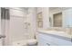 Clean bathroom with a shower, toilet, and vanity with sink at 8018 Rackham Rd, Hollywood, SC 29470