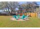 Large backyard featuring a fire pit with Adirondack chairs, perfect for outdoor entertaining at 8506 Kennestone Ln, North Charleston, SC 29420