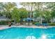 Refreshing community pool area features covered seating, grill and manicured landscaping and trees at 1325 Telfair Way, Charleston, SC 29412