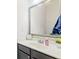 Close-up of a bathroom vanity with a large mirror and modern fixtures at 184 Charlesfort Way, Moncks Corner, SC 29461