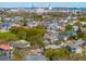 Expansive aerial view showcases a charming neighborhood, lush trees, and a stunning bridge in the distance at 184 Tradd St, Charleston, SC 29401