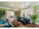 Bright living room with green walls, fireplace, chandelier, and comfortable seating at 184 Tradd St, Charleston, SC 29401