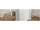 Hallway view of an open-concept design with new wooden floor, stainless steel appliances, and white bathroom at 2179 Macallan Blvd, Ravenel, SC 29470