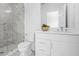 Modern bathroom with white vanity, glass-enclosed shower, and contemporary fixtures at 2607 Cameron Blvd, Isle of Palms, SC 29451