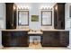 Modern bathroom with double sinks, dark cabinetry, and a large vanity area at 2722 Crooked Stick Ln, Mount Pleasant, SC 29466