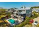 Aerial view of backyard, pool, deck, and patio space at 2722 Crooked Stick Ln, Mount Pleasant, SC 29466