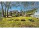 Spacious backyard with lawn, mature trees, and planting beds for gardening at 406 Mendenhall St, Summerville, SC 29483