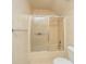Bathroom with floral wallpaper and a shower/tub combo at 406 Mendenhall St, Summerville, SC 29483