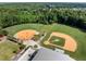 Aerial view of the community baseball fields surrounded by lush greenery at 455 Minim St, Charleston, SC 29414