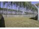 Spacious backyard with green grass and a tall fence with mature trees in the background at 491 Fox Sparrow Ct, Summerville, SC 29486