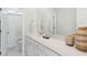 Beautiful bathroom with white cabinets, modern fixtures, and a separate tub and shower at 790 Clay Field Trl, Summerville, SC 29485