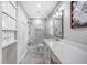 Stylish bathroom featuring a glass-enclosed shower, modern fixtures, and ample counter space at 101 Plantation Dr, Summerville, SC 29485