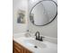 Bathroom sink and vanity combination with a dark faucet, framed mirror and neutral colors at 101 Plantation Dr, Summerville, SC 29485