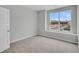 Comfortable bedroom featuring carpet, large window with neighborhood view, and base trim at 112 Brown Swiss Cir, Summerville, SC 29483