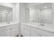En suite bathroom featuring double vanity, framed mirrors and glass enclosed shower at 123 Moscato Ln, Summerville, SC 29485
