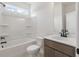 This bathroom features a shower-tub combo, modern fixtures, and a neutral vanity at 134 Palfrey Dr, Ridgeville, SC 29472