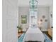 Bright bedroom features a twin bed, blue rug, stylish light fixture and decor at 1450 Eutaw Battalion Dr, Charleston, SC 29412