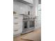 Gourmet kitchen features a stainless steel double oven and custom white cabinets at 178 Beresford Creek St, Daniel Island, SC 29492