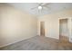 Spacious bedroom with plush carpet, neutral paint and a hallway view of the bathroom at 2920 Woodland Park Dr, Mount Pleasant, SC 29466