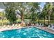 Inviting pool area with ample seating and a serene view of the surrounding green landscape at 2920 Woodland Park Dr, Mount Pleasant, SC 29466