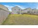 Wide backyard with green lawn, wooden fence, and a small patio area at 343 Iveson Rd, Summerville, SC 29486