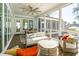 The screened-in porch features a comfortable seating area and dining table for outdoor entertaining at 3894 Sawyers Island Dr, Mount Pleasant, SC 29466