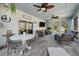 Relaxing covered patio with outdoor dining, TV, and comfortable seating overlooking the backyard at 4021 Brown Trout Dr, Johns Island, SC 29455