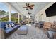Inviting covered patio with ceiling fans, comfortable seating, and outdoor dining area at 4021 Brown Trout Dr, Johns Island, SC 29455