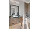 Bathroom with granite countertop and pebble tiled floor at 430 Fish Tale Rd, Charleston, SC 29492