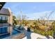 Beautiful outdoor pool and patio area of a home with brick and stone features, complemented by scenic marsh views at 430 Fish Tale Rd, Charleston, SC 29492