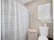 Bright bathroom featuring a decorative shower curtain and a modern design at 503 Amberjack Way, Summerville, SC 29485