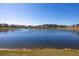 Scenic view of a backyard pond surrounded by green grass, community homes, and a blue sky at 538 Spanish Wells Rd, Summerville, SC 29486