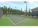 View of well-maintained tennis court with new nets and fencing, surrounded by trees at 572 Tidewater Chase Ln, Summerville, SC 29486