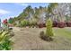 Manicured backyard features mature trees, shrubs, and lush landscaping at 614 Battery Edge Dr, Summerville, SC 29486