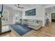 Bright living room featuring a sectional sofa, stylish blue rug, and modern decor at 740 Stucco Ln, Mount Pleasant, SC 29464
