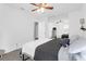 Inviting bedroom features mirrored closet doors and a ceiling fan for added comfort at 115 Tennyson Way, Summerville, SC 29486