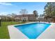 Inviting pool area with a spacious patio, perfect for lounging and enjoying the outdoor space with a home view at 117 Hartin Blvd, Summerville, SC 29486