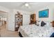 Bedroom with a ceiling fan and bed featuring a marine-themed pattern and neutral color at 123 Thousand Oaks Ct, Summerville, SC 29485
