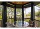 Balcony view of lake from covered table with chairs on wood deck at 127 Blue Heron Pond Rd # A, Kiawah Island, SC 29455