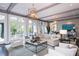 Bright living room featuring a modern design, large windows, comfortable seating, and stylish light fixtures at 127 Blue Heron Pond Rd # A, Kiawah Island, SC 29455