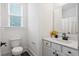 Charming half bathroom features dark fixtures and a bright, clean design at 1420 Homecoming Blvd, Ravenel, SC 29470