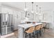 Modern kitchen features a large island with seating, stainless steel appliances, and stylish pendant lighting at 1420 Homecoming Blvd, Ravenel, SC 29470
