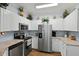 Modern kitchen features stainless steel appliances, white cabinets, and decorative backsplash at 1522 Telfair Way, Charleston, SC 29412