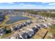 Aerial view of neighborhood showcasing a pond with green spaces with new construction at 211 Saxony Loop, Summerville, SC 29486