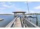 A dock with boat lifts and gazebo overlooking calm waters and scenic landscape at 2292 Beckenham Dr, Mount Pleasant, SC 29466