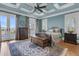 Spacious main bedroom with balcony, coffered ceilings, sitting area, and an ensuite bathroom at 2292 Beckenham Dr, Mount Pleasant, SC 29466
