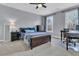 Cozy bedroom with carpet flooring, ceiling fan, and a large window for ample natural light at 235 Scalybark Rd, Summerville, SC 29485