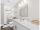 Modern bathroom with a sleek vanity, and a beautifully tiled shower at 2912 Yachtsman Dr, Mount Pleasant, SC 29466
