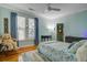 Bright bedroom with turquoise walls, a large window, and playful decor at 5208 Holly Forest, Hollywood, SC 29449